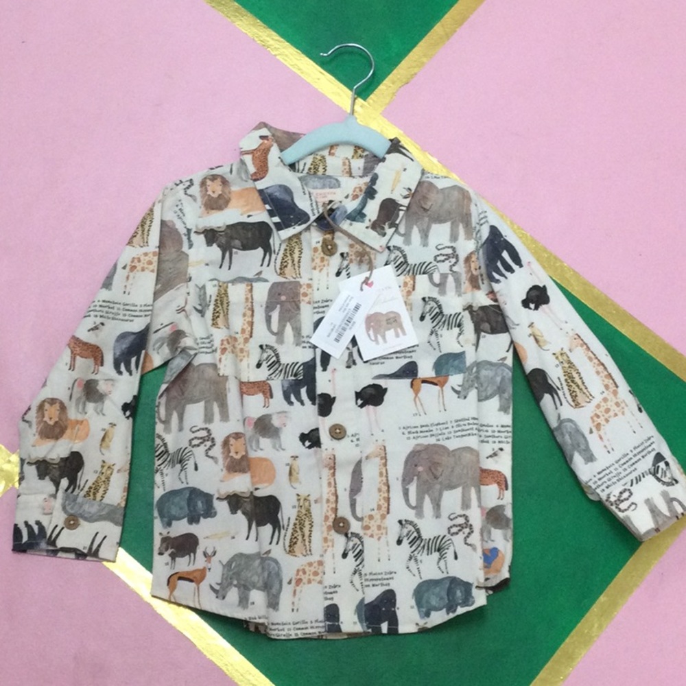 NWT PINK CHICKEN BOYS JACK SHIRT ANIMALS OF ARICA